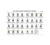 Tabla de ejercicios para silla, póster ilustrado de 12.0 x 18.0 in, entrenamiento de cuerpo completo, guía de fitness para personas mayores para mujeres, hombres, principiantes, ancianos, estiramiento