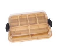 Tabla de embutidos con tapa transparente, tablas cortar portátiles, bandeja bambú 6 compartimentos para servir quesos, ideal para cocina viaje, regalo inauguración casa, 35 x 28