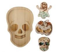 Tabla de embutidos de Halloween, platos de madera para servir, con forma de ataúd de dibujos animados, tablero de charcutería con forma de calabaza, decoración del hogar, divertidos platos de queso de