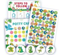 Tabla de entrenamiento para ir al baño con calcomanías de recompensa de dinosaurio y calcomanías mágicas reutilizables que cambian de color para niños, tabla interactiva de entrenamiento para el