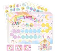 Tabla de entrenamiento para ir al baño - Tabla de recompensas de entrenamiento de unicornio para inodoro con 270 calcomanías de entrenamiento para ir al baño, tabla de calcomanías rosas para niñas y