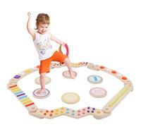 Tabla de Equilibrio de Madera para Niños, Parque Infantil Montessori de Interior, Tabla de Equilibrio de Madera para Exteriores, Coordinación y Estabilidad para Niños de 3 a 7 Años