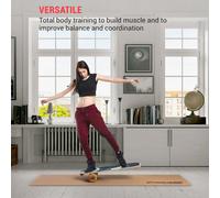 BoarderKING Indoorboard Classic Balance Board, Tabla de equilibrio, Forma tabla de surf, Madera arce, Esterilla y rodillos de corcho
