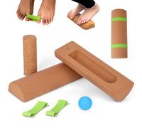 Tabla de Equilibrio para Tobillos Corcho Tronco Propioceptivo Ejercitador de Pies con Elota de Masaje y Banda Elastica para Equilibrio, Estabilidad y Fuerza en los Pies