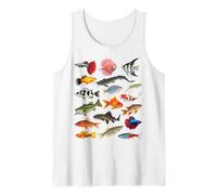 Tabla de especies de peces de agua dulce Guía de peces de río Acuario Camiseta sin Mangas