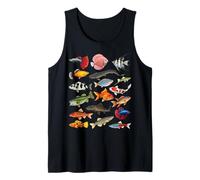 Tabla de especies de peces de agua dulce Guía de peces de río Acuario Camiseta sin Mangas