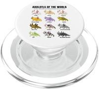 Tabla de Especies educativas de Anfibios Axolotls of The World PopSockets PopGrip para MagSafe