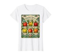 Tabla de Frutas Heritage Apples Vintage Orchard Camiseta gráfica económica, Mujer, Blanco, M