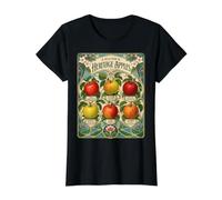 Tabla de Frutas Heritage Apples Vintage Orchard Camiseta gráfica económica, Mujer, Negro, L