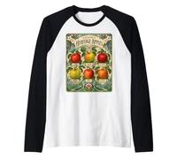Tabla de Frutas Heritage Apples Vintage Orchard Camiseta Manga Raglan