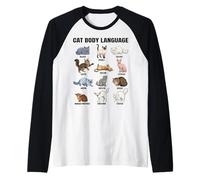 Tabla de lenguaje Corporal de Gatos para niños: Lindos Gatos educativos Camiseta Manga Raglan