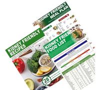 Tabla de lista de alimentos amigables con los riñones, 3 juegos de dieta impermeable para enfermedades renales, plan de alimentación para principiantes, concienciación renal, plan de dieta para