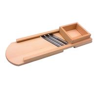 Tabla de madera - Rallador de pepinos - Rallador con cortador integrado y trineo móvil en color natural, dimensiones 56 x 18 x 6 cm (largo x ancho x alto)