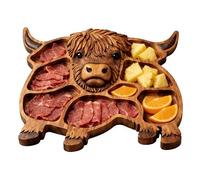 Tabla de Madera v-ACA Las Tierras Altas, Bandeja Embutidos Madera con Compartimentos, Estilo rústico Granja, Tabla Aperitivos para Carne, Queso, Fruta
