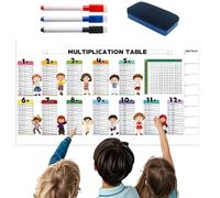 Tabla de multiplicación, tabla de multiplicación, pizarras de borrado en seco, herramientas educativas de aprendizaje para estudiantes, niñas, adolescentes, niños, preparación de exámenes en casa