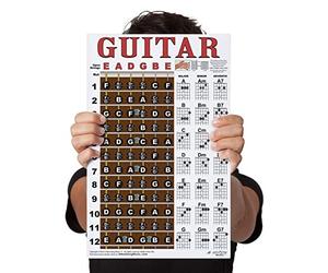 Tabla de notas laminada de acordes y diapasón de guitarra, póster fácil instructivo para principiantes, acordes y notas A New Song Music 11 x 17 pulgadas