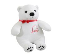 Tabla de oso polar, oso polar blanco - oso de peluche suave - 9,45 pulgadas lindo de peluche de animales de peluche con arco para abrazos de niños, compañero de viaje para