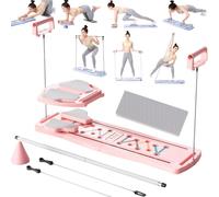 Tabla de Pilates, Conjunto de Reformer de Pilates, Entrenador Abdominal Multifuncional, Equipo Plegable para Abdominales para Mujeres, máquina portátil para Ejercicios Abdominales.,Rosado