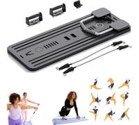 Tabla de pilates, juego de reformador de pilates, tabla reformadora de pilates plegable para entrenamiento en casa, tabla deslizante de pilates 5 en 1 (color negro)