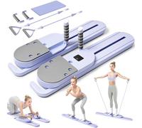 Tabla de Pilates Multifuncional Plegable, Mini Reformer Portátil, Kit de Pilates Esencial 2 en 1 con Bandas y Barra, Ideal para Pilates en Casa y Ejercicio de Abdomen y Cuerpo Entero