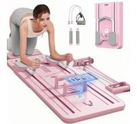 Tabla De Pilates Multifuncional, Tabla Pilates Con Contador LED Tabla Ejercicios, Tabla De Abdominales Plegable, Máquina De Ejercicio Para el Hogar Con Soporte De Codo Y Bandas DE Resistencia(Pink)