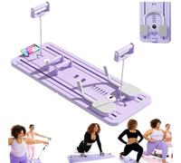 Tabla de Pilates Reformer Plegable, Máquina Ejercicios Abdominales con Rodillo Rebote Automático(Purple)
