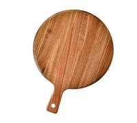 Tabla de pizza redonda de madera multifuncional con asa, bandeja ideal para pizza, filete, pan, charcutería, postres y corte de cocina, perfecta para restaurantes y uso doméstico