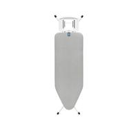 Tabla de planchar Brabantia C, 124x45cm - Metallised | 100% algodón Comercio Justo | Tabla de planchar estable y grande | Plegable, altura ajustable, soporte plancha vapor | Cert. Comercio Justo y C2C