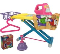 Tabla de planchar de juguete con tabla de planchar plegable de plástico con plancha y accesorios juego de planchado tablas de planchar pequeño juguete para niños pequeños (A)