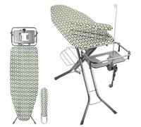 KADAX Tabla de Planchar Plegable con Enchufe, Altura Regulable, Funda Removible, Mesa para Planchar Mangas y Soporte para Plancha y Cable (Verde)
