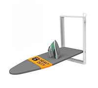 Tabla de planchar montada en la pared Xabitat - Tabla de planchar plegable de montaje compacto para espacios pequeños - Ahorro de espacio con cubierta de tela de algodón - Blanco y gris