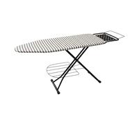 Tabla de Planchar Relaxdays para Vapor 110x33 cm, Altura Regulable, Plegable, con Soporte, a Rayas Gris/Blanco