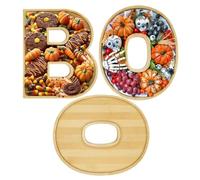 Tabla de quesos de Halloween | Plato de madera para decoración del hogar | Juego de bandejas de alimentos para charcutería Boo | para otoño, granja, vacaciones, mesa de cocina interior, chimenea