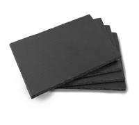Tabla de quesos de pizarra negra Lidesheng, paquete de 4, 16 x 12 pulgadas, platos de piedra de pizarra con borde natural, bandeja cuadrada para