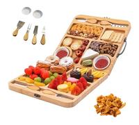 Tabla de Quesos, Tabla de Embutidos Que Se Puede Abrir, Plato para Servir Queso con Juego Completo de Cubiertos, Diseño Compartimentado, Resistente a la Humedad, Bandeja de Queso para Carne