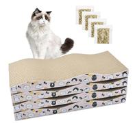 Tabla de rascar para gatos, paquete de 4 almohadillas para rascar gatos con almohadilla de doble cara con diseño de texturas de arañazos de primera calidad, rascadores curvados para gatos de interior