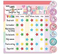 Tabla de recompensas para niños - Tabla magnética de comportamiento infantil de unicornio, bloc con 26 tablas de tareas, calcomanías de estrellas de 1920, 49 calcomanías de incentivo, tabla de