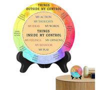 Tabla de reconocimiento de sentimientos, guía de expresión emocional, visualización de estado de ánimo de bienestar, rueda de emociones de madera con soporte, decoración visual de claridad mental para