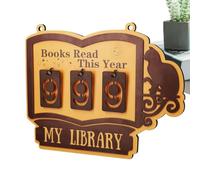 Tabla de registro de lectura anual - Contador de lectura colgante de madera y mesa decorativa librería, mantiene un seguimiento de 999 libros leídos este año | madera natural, 25 x 21 cm, para