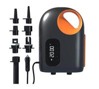 Tabla de remo portátil de 20 PSI, compresor de aire eléctrico con LED y pantalla de visualización, soporte de inflado, desinflado, 6 boquillas preestablecidas para barco, piscina, tabla de surf