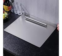 Tabla de repostería de acero inoxidable con borde y antideslizante en forma de L, apta para lavavajillas, tabla de cortar de doble cara para cocina, 58 x 100 cm, 2 mm de grosor