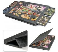 Tabla de rompecabezas portátil, mesa de rompecabezas reclinable con soporte ajustable, tablero de rompecabezas de fieltro ligero con tapa y 4 cajones de clasificación, para hasta 500 piezas