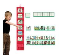 Tabla de rutina para la hora de acostarse: tabla de bolsillo con programación visual, 45 tarjetas de actividades con 9 tarjetas en, herramienta de aprendizaje y comportamiento para niños, mater