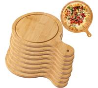 Tabla de servir de madera con asas para hacer pizza y almacenamiento, paquete de 8