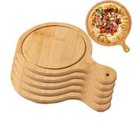 Tabla de servir de madera natural con asas para pizza, pan, queso y embutidos, plato versátil para entretener y servir comidas