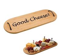 Tabla de Servir y Picar de Madera 100% Bambú con asa, Plato de Aperitivos para Charcutería, Quesos, Aceitunas con Grabado Láser. (Good Cheese!)