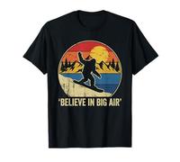 Tabla de Snowboard Retro de Bigfoot, Alpino, Puesta de Sol, Divertida montaña de Invierno Camiseta