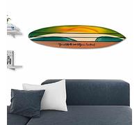 Tabla de surf decorativa de madera de mango, hecha a mano en Bali, decoración de pared bohemia, para colgar en el dormitorio, sala de estar, idea de regalo, hawaiano, vintage (Learn to Surf)