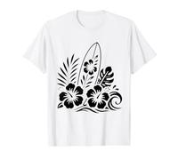 Tabla de Surf Floral Hibisco Flores Summer Surfer Camiseta gráfica económica, Hombre, Blanco, S