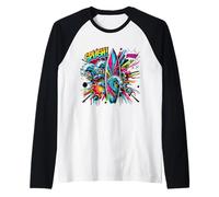 Tabla de Surf Graffiti Pop-Art Comic Book Splash Camiseta Manga Raglan